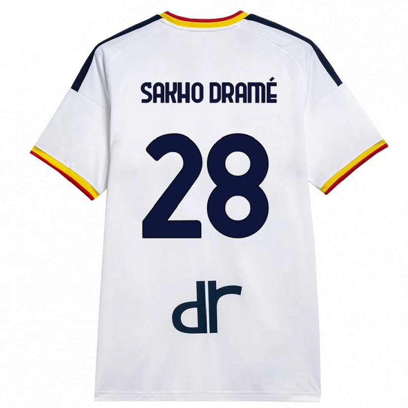 Danxen Bambino Maglia Samba Sakho Dramé #28 Bianco Giallo Rosso Kit Gara Away 2026/27 Maglietta
