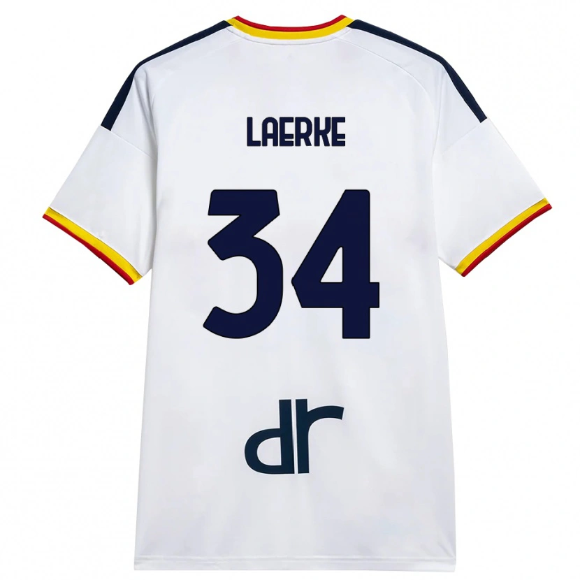 Danxen Bambino Maglia Hjalte Lærke #34 Bianco Giallo Rosso Kit Gara Away 2026/27 Maglietta