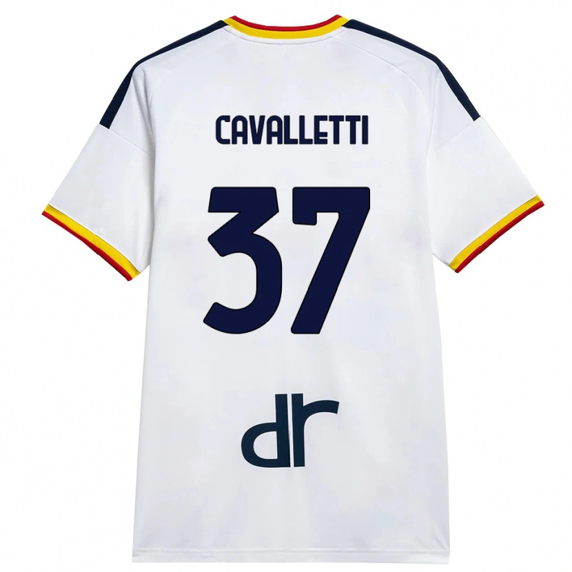 Danxen Bambino Maglia Cristian Cavalletti #37 Bianco Giallo Rosso Kit Gara Away 2026/27 Maglietta