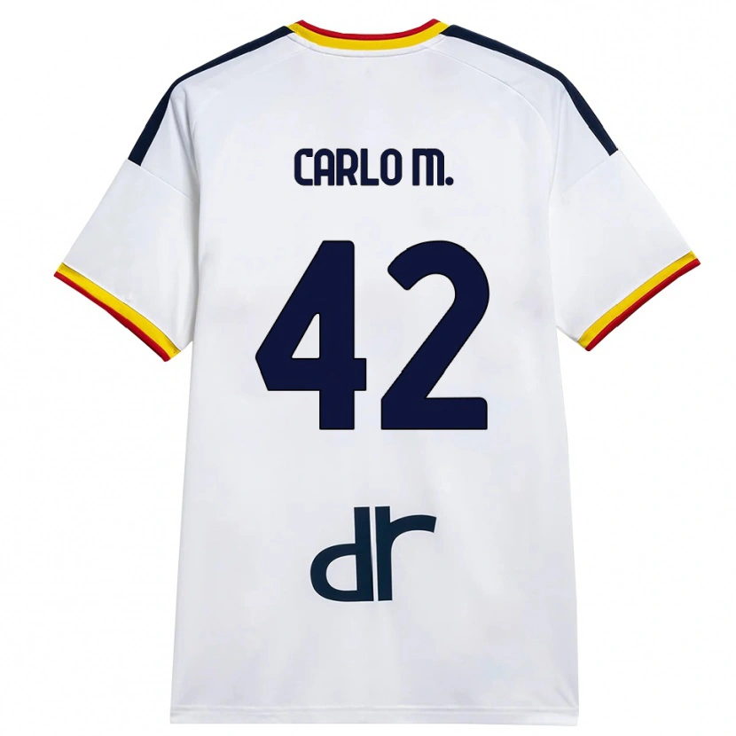 Danxen Bambino Maglia Carlo Mariano #42 Bianco Giallo Rosso Kit Gara Away 2026/27 Maglietta