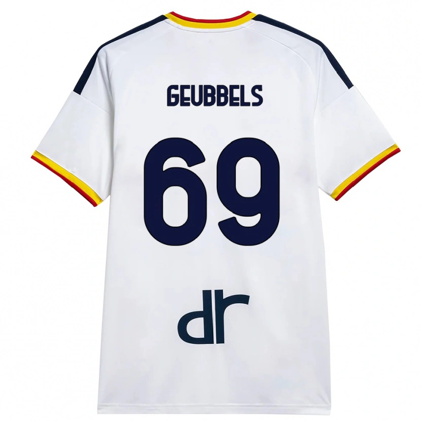 Danxen Bambino Maglia Willem Geubbels #69 Bianco Giallo Rosso Kit Gara Away 2026/27 Maglietta