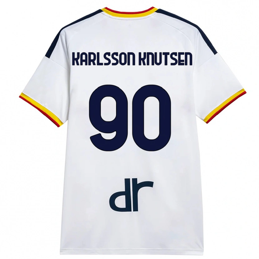 Danxen Bambino Maglia Storm Karlsson Knutsen #90 Bianco Giallo Rosso Kit Gara Away 2026/27 Maglietta