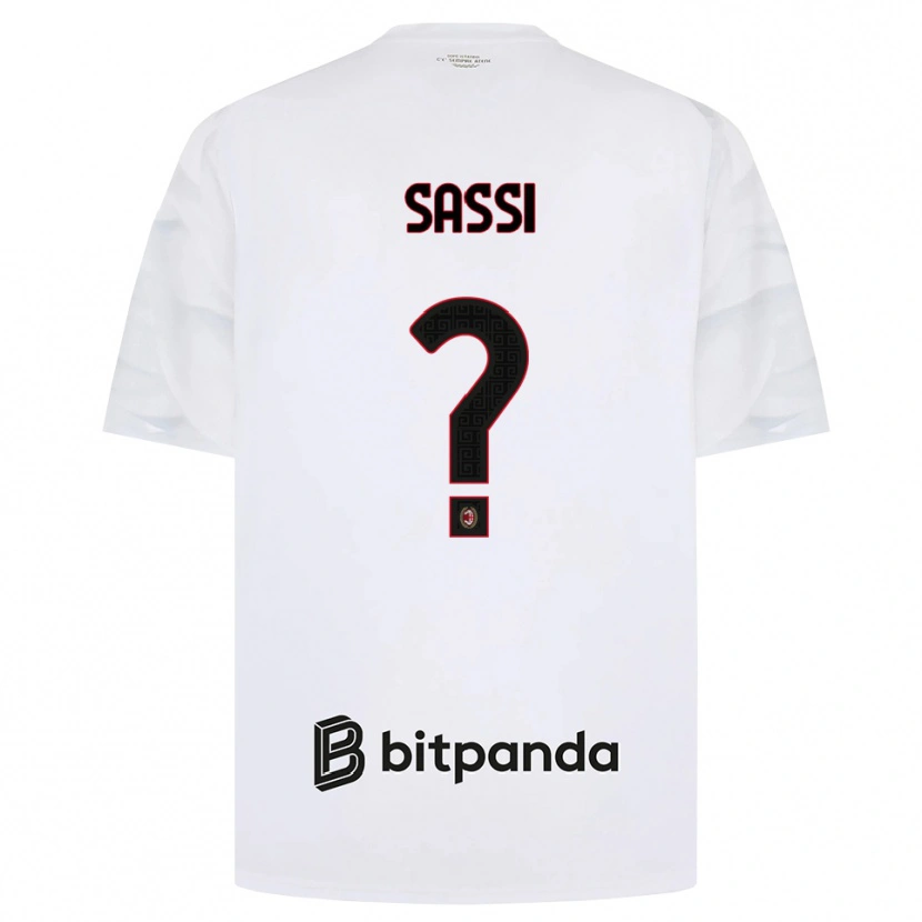 Danxen Bambino Maglia Simone Sassi #0 Bianco Rosso Nero Kit Gara Away 2026/27 Maglietta