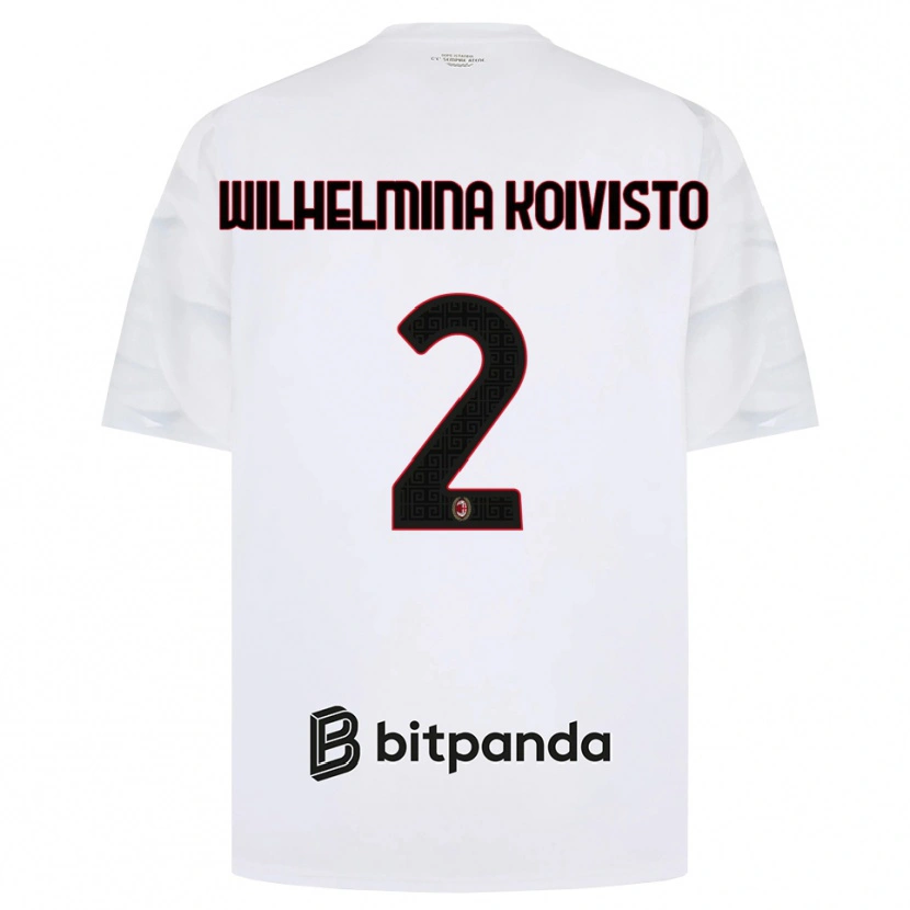 Danxen Bambino Maglia Emma Wilhelmina Koivisto #2 Bianco Rosso Nero Kit Gara Away 2026/27 Maglietta