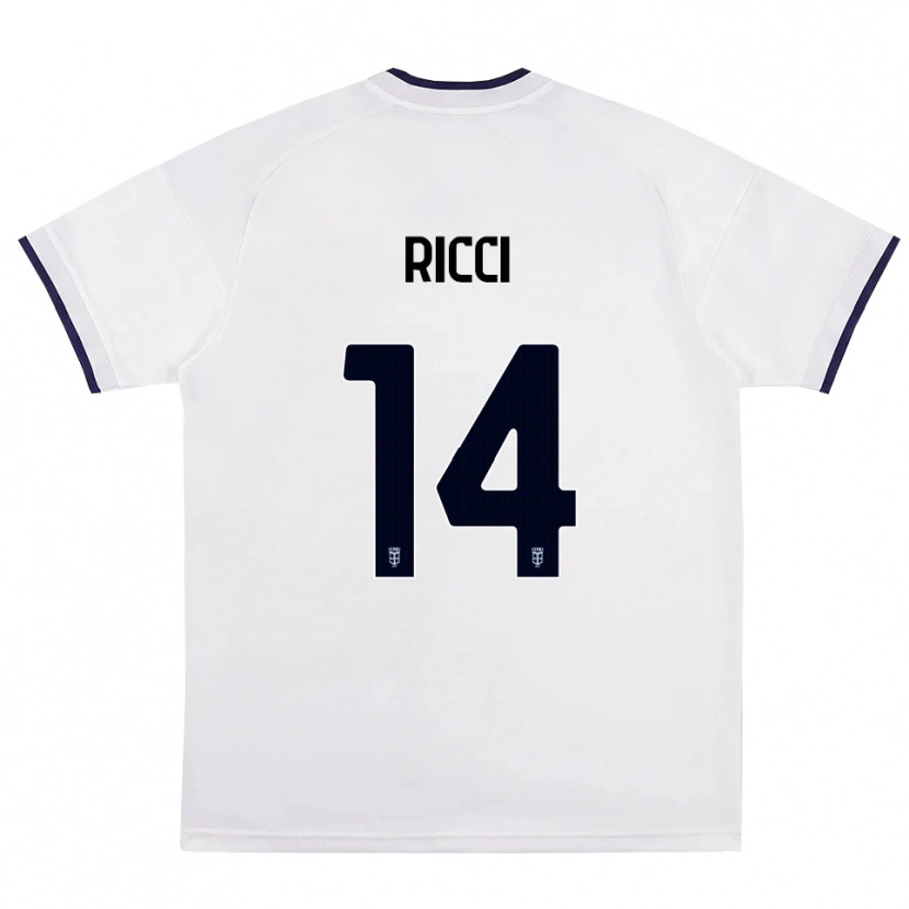 Danxen Bambino Maglia Samuele Ricci #14 Bianco Rosso Blu Reale Kit Gara Away 2026/27 Maglietta