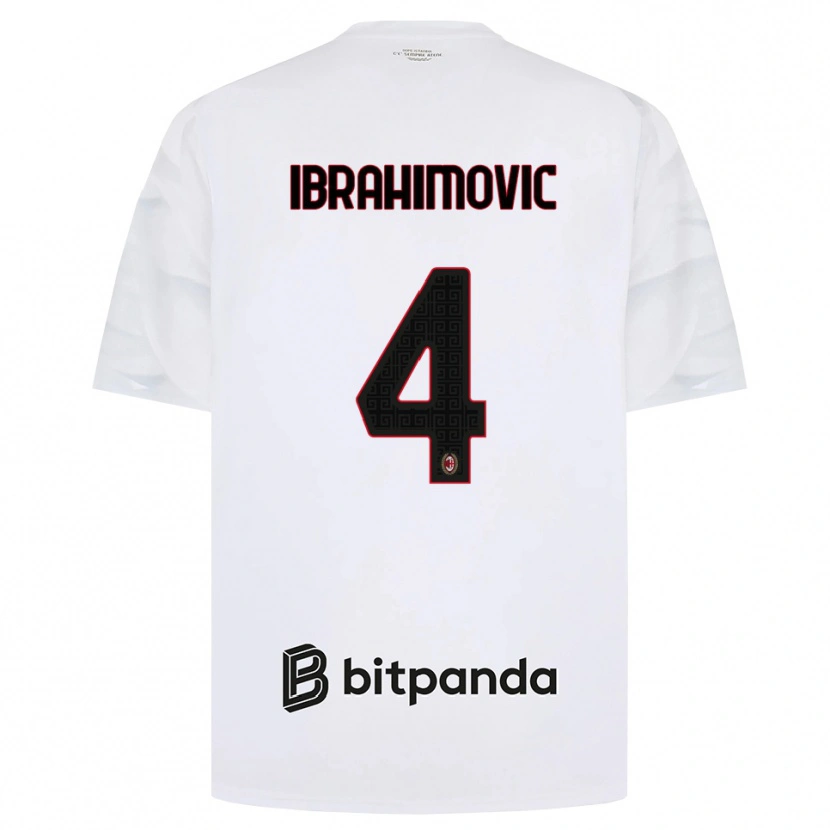 Danxen Bambino Maglia Vincent Ibrahimović #4 Bianco Rosso Nero Kit Gara Away 2026/27 Maglietta