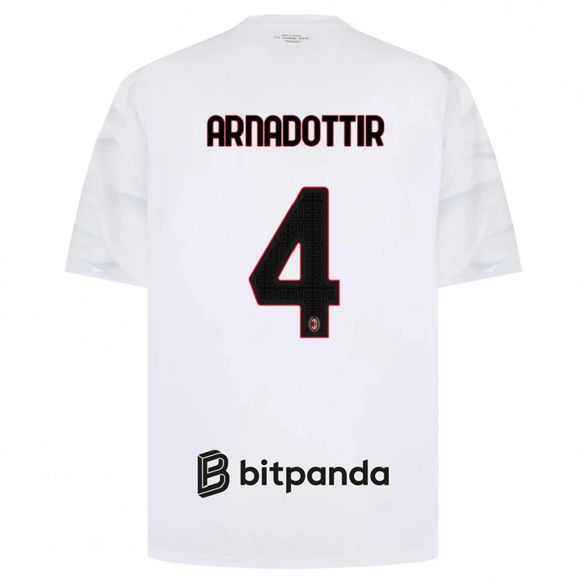 Danxen Bambino Maglia Guony Arnadottir #4 Bianco Rosso Nero Kit Gara Away 2026/27 Maglietta