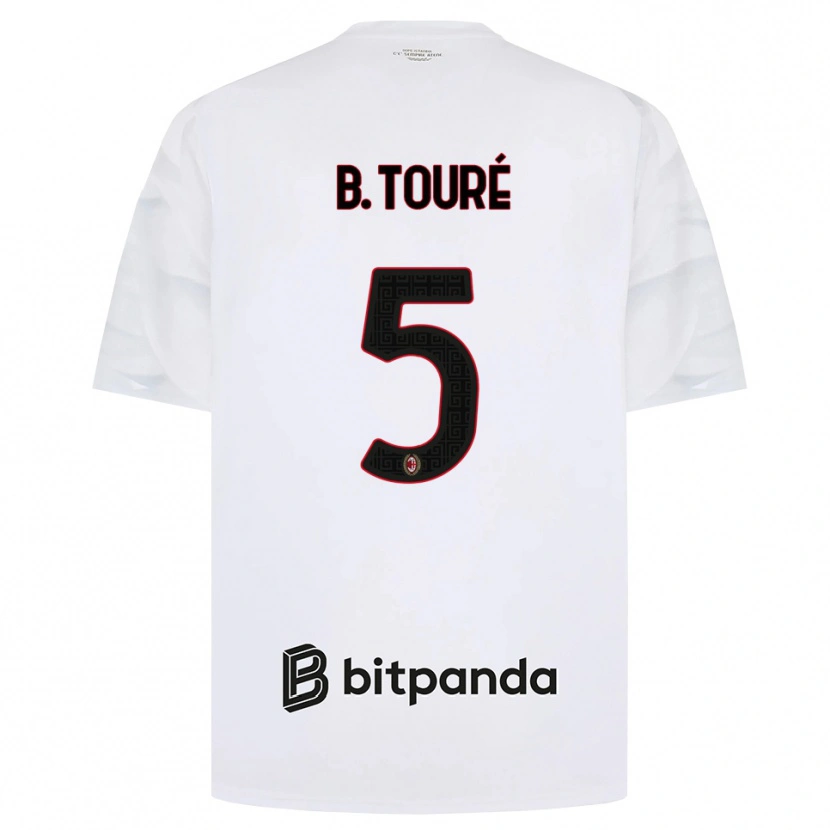 Danxen Bambino Maglia Fode Ballo-Toure #5 Bianco Rosso Nero Kit Gara Away 2026/27 Maglietta