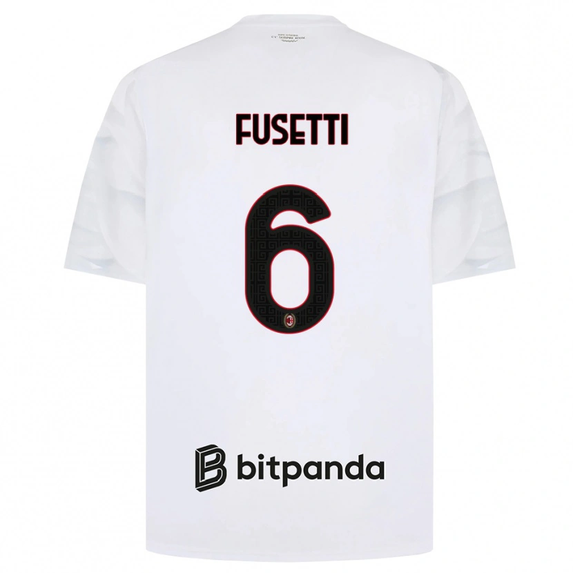 Danxen Bambino Maglia Laura Fusetti #6 Bianco Rosso Nero Kit Gara Away 2026/27 Maglietta