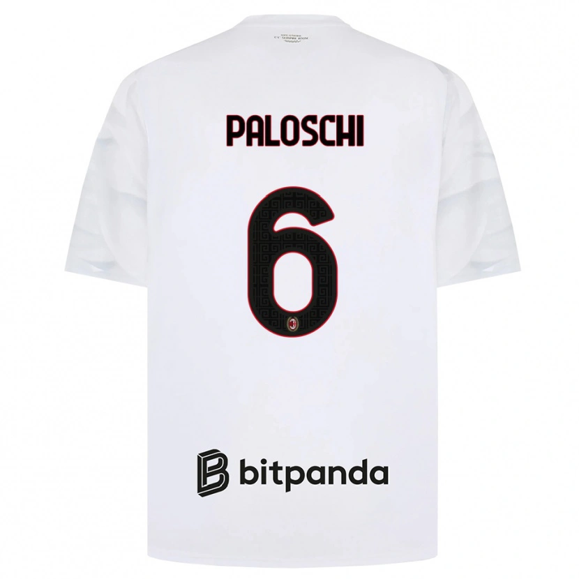 Danxen Bambino Maglia Dorian Paloschi #6 Bianco Rosso Nero Kit Gara Away 2026/27 Maglietta