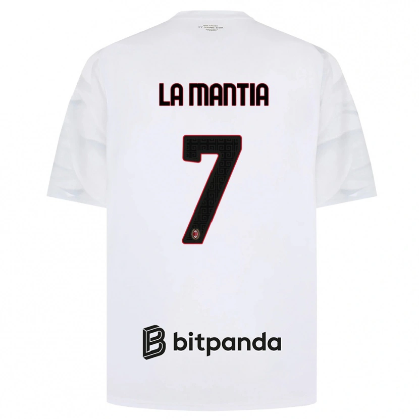Danxen Bambino Maglia Simon La Mantia #7 Bianco Rosso Nero Kit Gara Away 2026/27 Maglietta