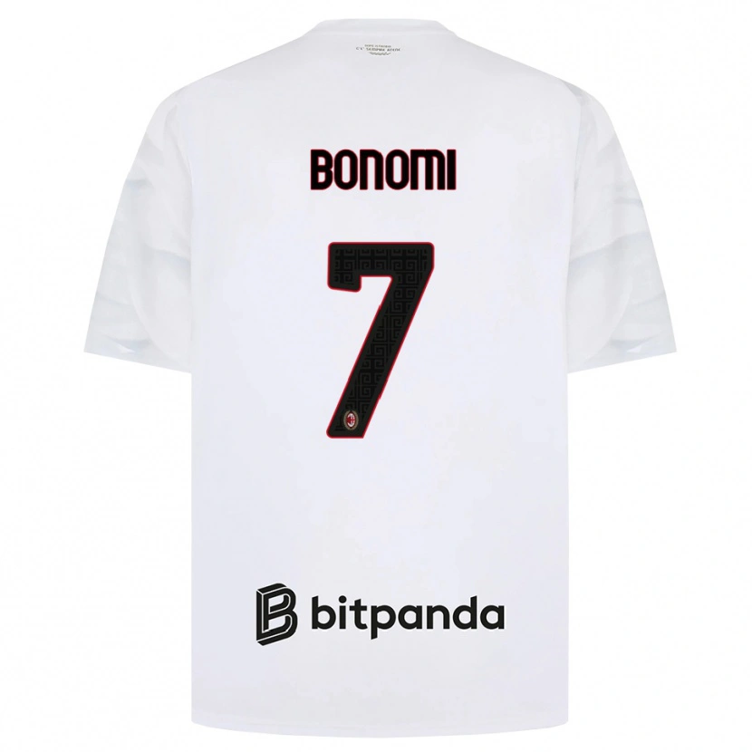Danxen Bambino Maglia Alessandro Bonomi #7 Bianco Rosso Nero Kit Gara Away 2026/27 Maglietta