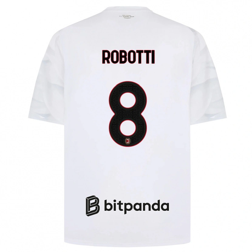 Danxen Bambino Maglia Giovanni Robotti #8 Bianco Rosso Nero Kit Gara Away 2026/27 Maglietta