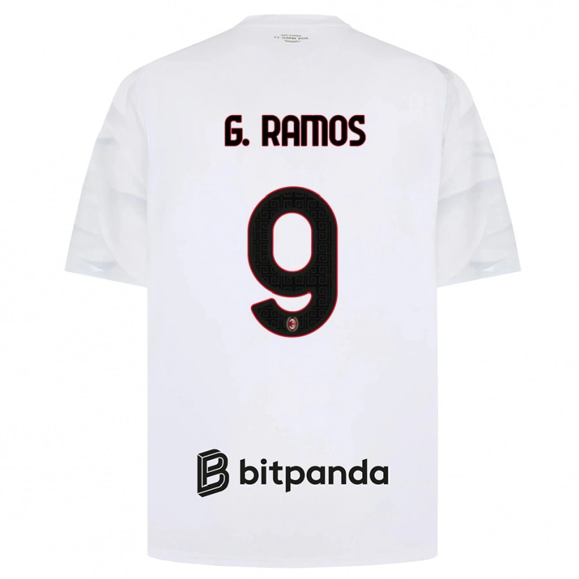 Danxen Bambino Maglia Gonçalo Ramos #9 Bianco Rosso Nero Kit Gara Away 2026/27 Maglietta