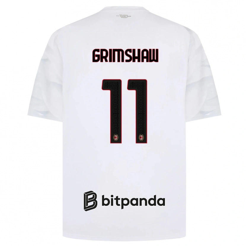 Danxen Bambino Maglia Christy Grimshaw #11 Bianco Rosso Nero Kit Gara Away 2026/27 Maglietta