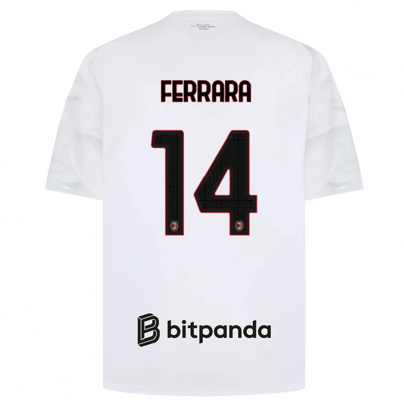 Danxen Bambino Maglia Francesco Ferrara #14 Bianco Rosso Nero Kit Gara Away 2026/27 Maglietta