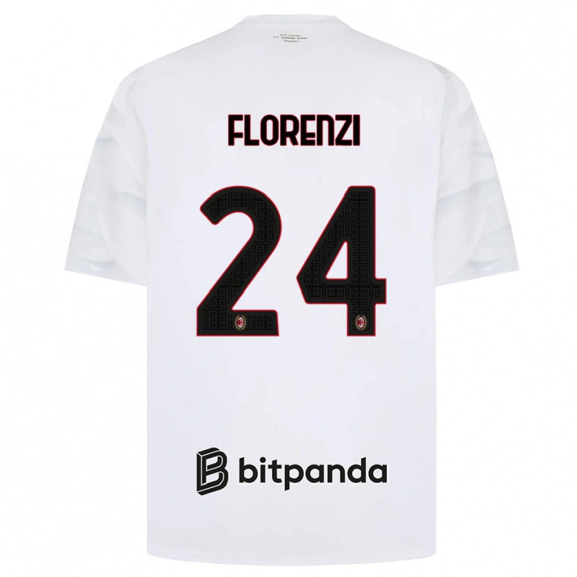 Danxen Bambino Maglia Alessandro Florenzi #24 Bianco Rosso Nero Kit Gara Away 2026/27 Maglietta