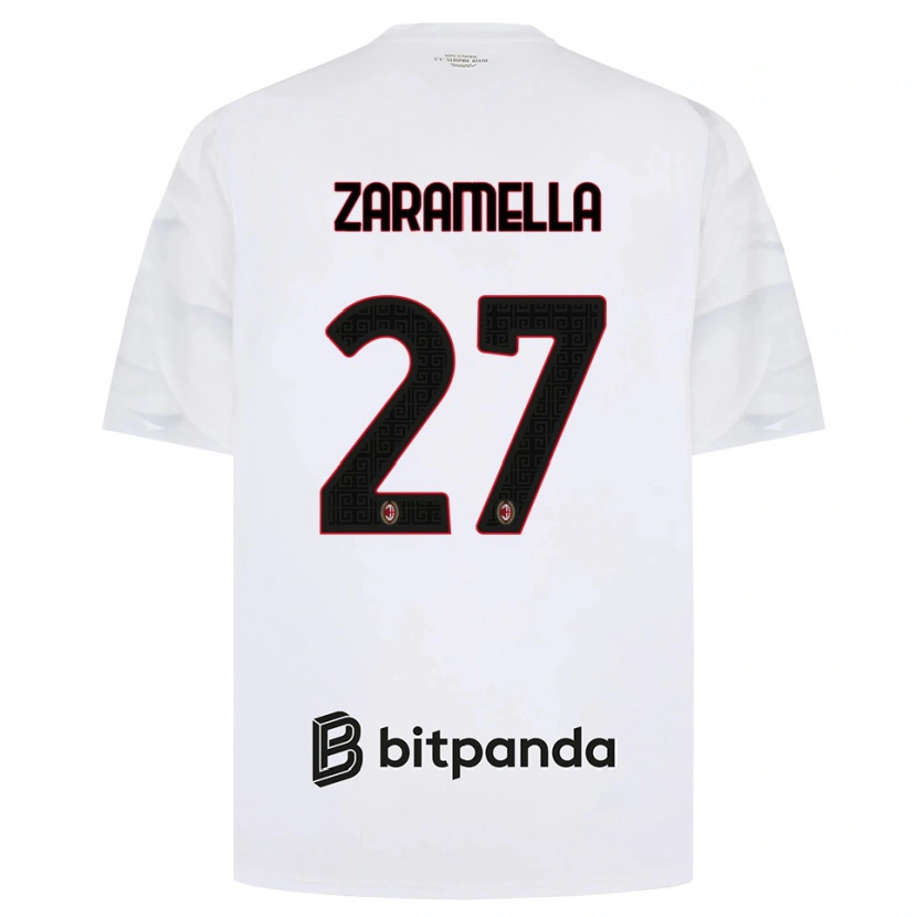 Danxen Bambino Maglia Mattia Zaramella #27 Bianco Rosso Nero Kit Gara Away 2026/27 Maglietta