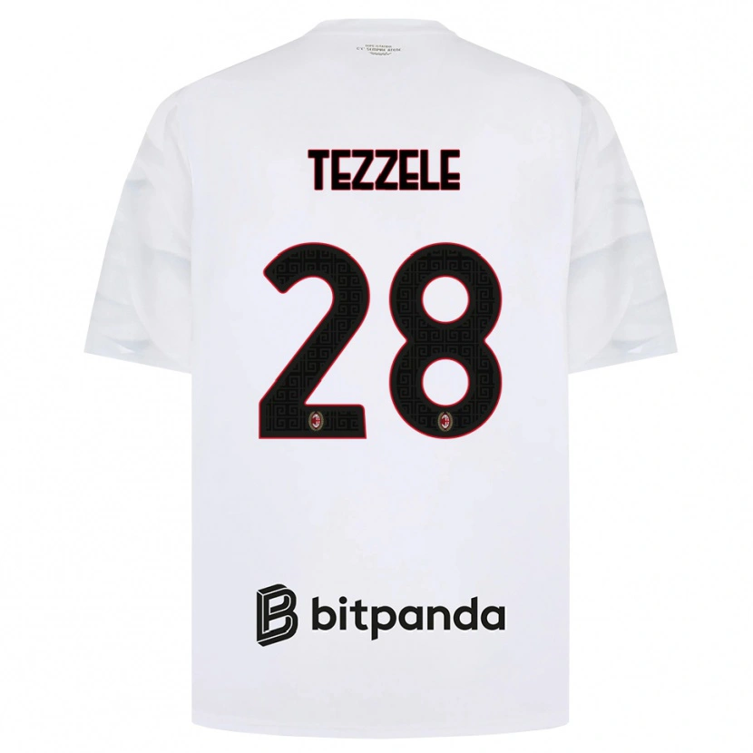Danxen Bambino Maglia Matteo Tezzele #28 Bianco Rosso Nero Kit Gara Away 2026/27 Maglietta
