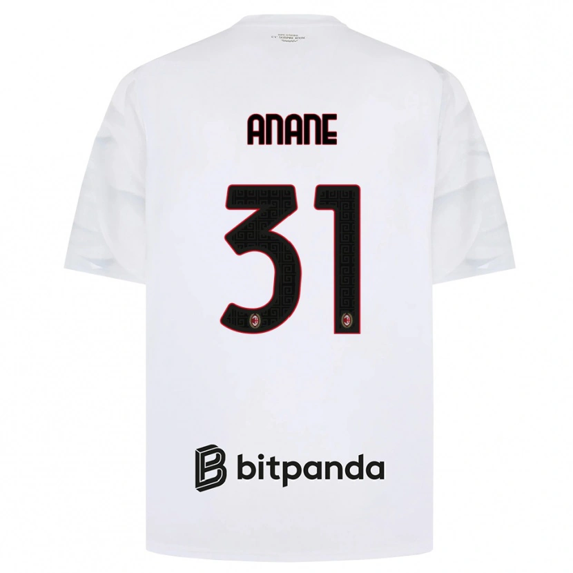 Danxen Bambino Maglia Emmanuel Anane #31 Bianco Rosso Nero Kit Gara Away 2026/27 Maglietta