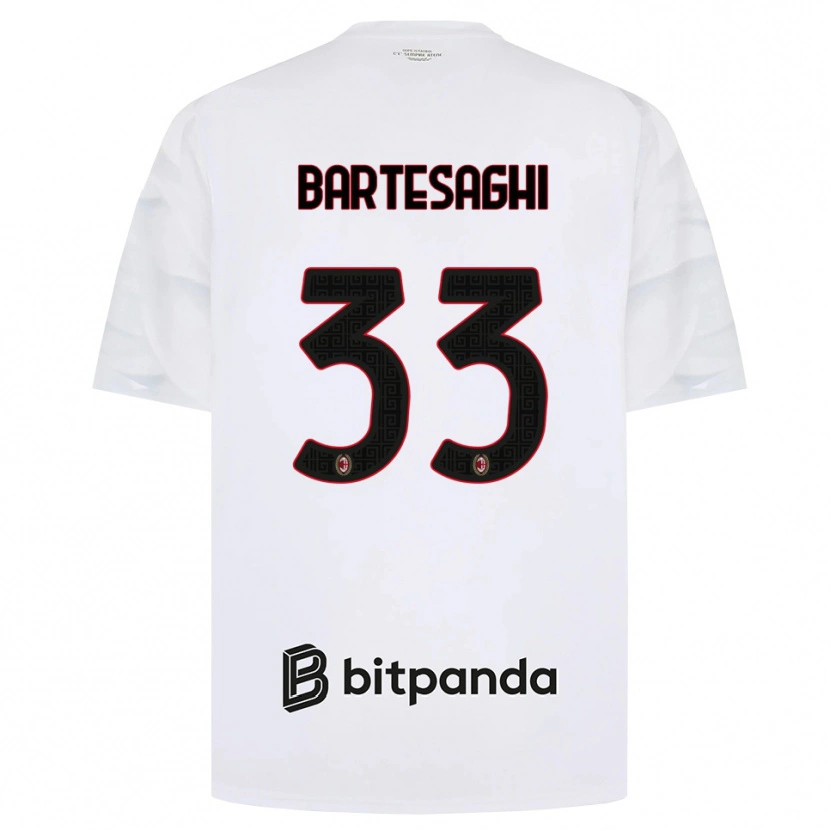Danxen Bambino Maglia Davide Bartesaghi #33 Bianco Rosso Nero Kit Gara Away 2026/27 Maglietta