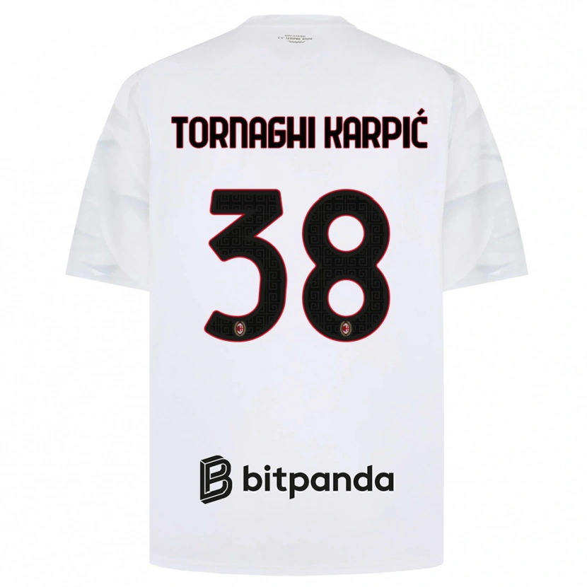 Danxen Bambino Maglia Lavinia Tornaghi Karpić #38 Bianco Rosso Nero Kit Gara Away 2026/27 Maglietta