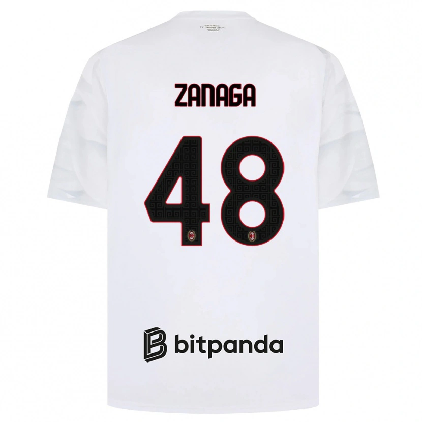 Danxen Bambino Maglia Edoardo Zanaga #48 Bianco Rosso Nero Kit Gara Away 2026/27 Maglietta