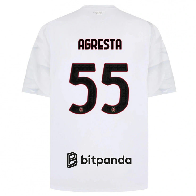 Danxen Bambino Maglia Stefano Agresta #55 Bianco Rosso Nero Kit Gara Away 2026/27 Maglietta
