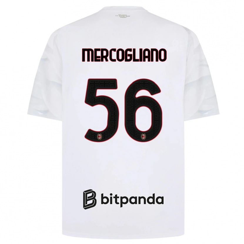 Danxen Bambino Maglia Mattia Mercogliano #56 Bianco Rosso Nero Kit Gara Away 2026/27 Maglietta