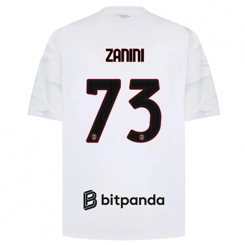 Danxen Bambino Maglia Paola Zanini #73 Bianco Rosso Nero Kit Gara Away 2026/27 Maglietta