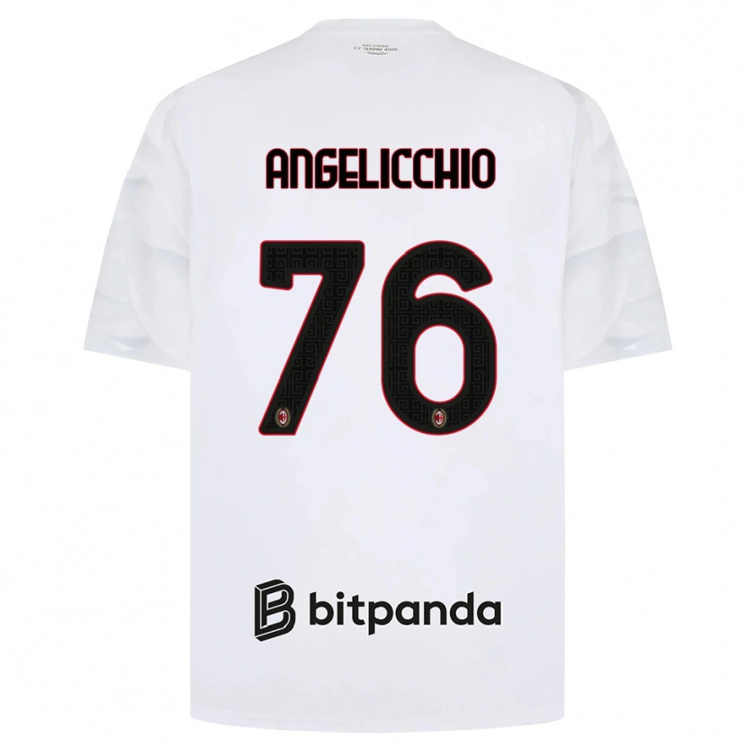 Danxen Bambino Maglia Mattia Angelicchio #76 Bianco Rosso Nero Kit Gara Away 2026/27 Maglietta