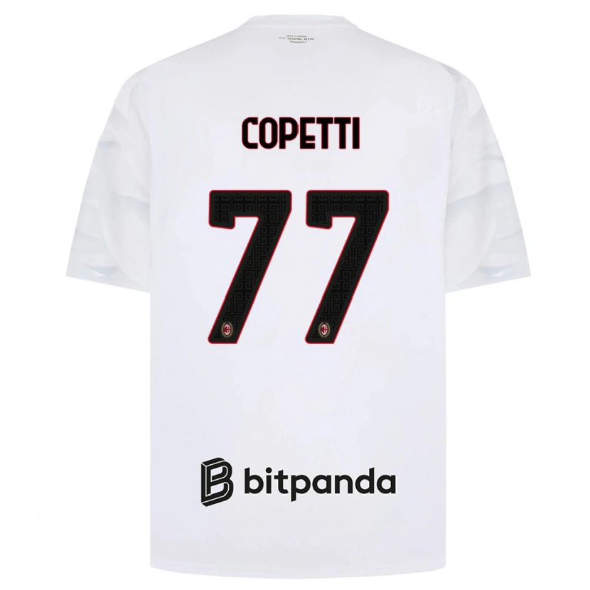 Danxen Bambino Maglia Matilde Copetti #77 Bianco Rosso Nero Kit Gara Away 2026/27 Maglietta