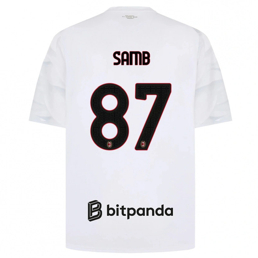 Danxen Bambino Maglia Ablaye Samb #87 Bianco Rosso Nero Kit Gara Away 2026/27 Maglietta