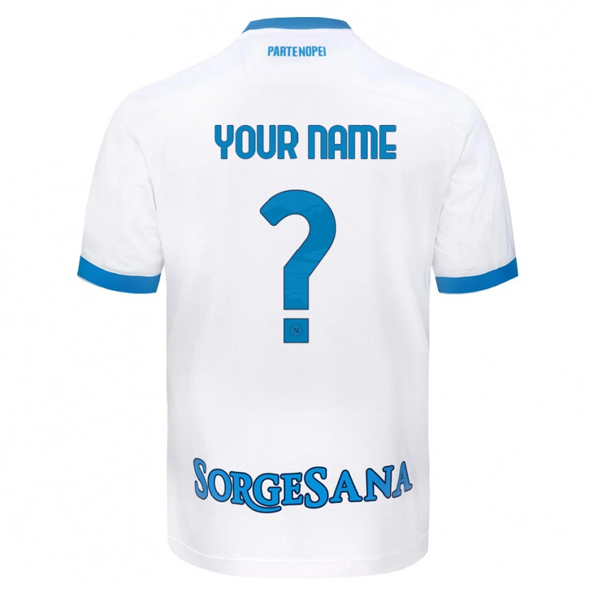 Danxen Bambino Maglia Il Tuo Nome #0 Bianco Azzurro Kit Gara Away 2026/27 Maglietta