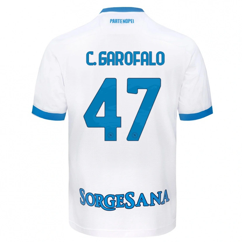 Danxen Bambino Maglia Christian Garofalo #47 Bianco Azzurro Kit Gara Away 2026/27 Maglietta