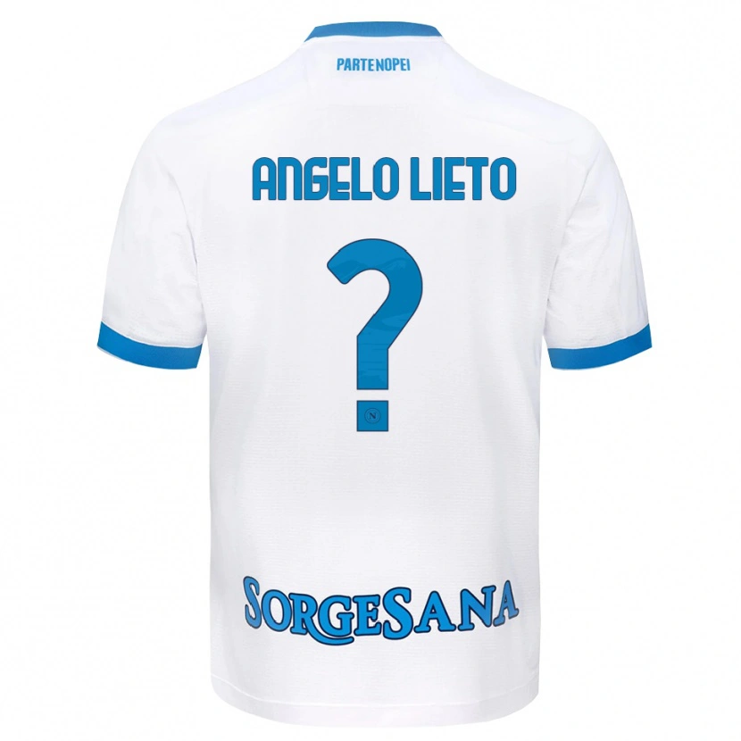 Danxen Bambino Maglia Angelo Lieto #0 Bianco Azzurro Kit Gara Away 2026/27 Maglietta
