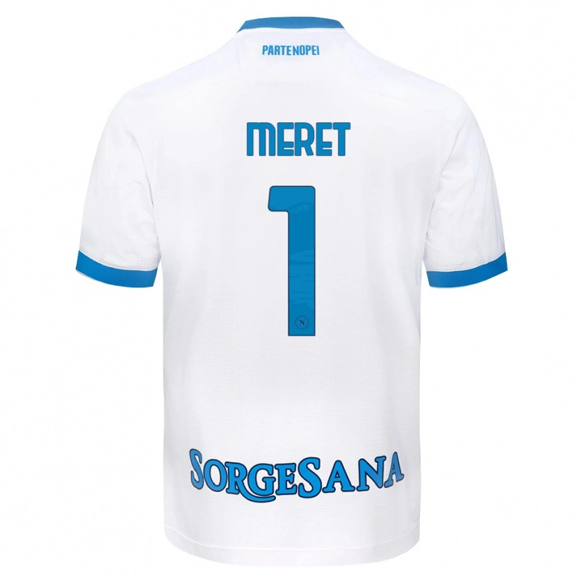 Danxen Bambino Maglia Alex Meret #1 Bianco Azzurro Kit Gara Away 2026/27 Maglietta