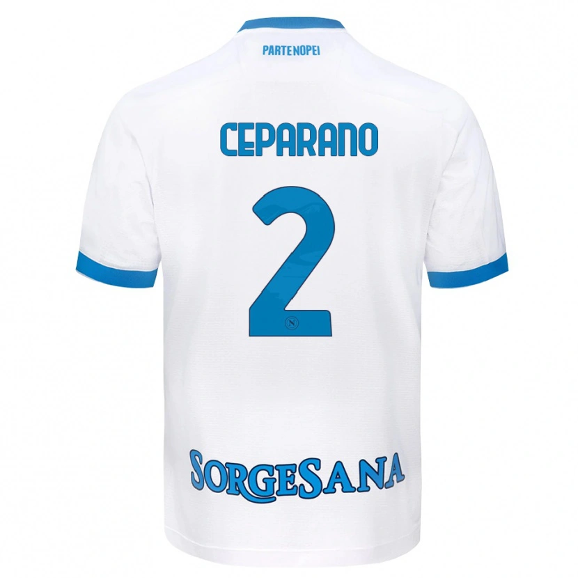 Danxen Bambino Maglia Mario Ceparano #2 Bianco Azzurro Kit Gara Away 2026/27 Maglietta