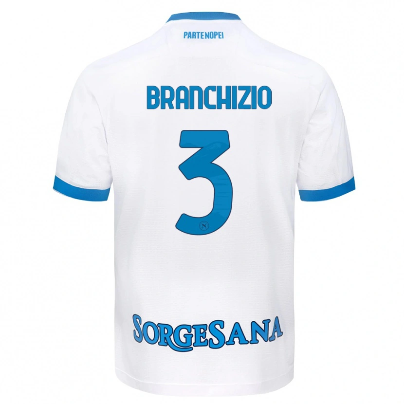 Danxen Bambino Maglia Agostino Branchizio #3 Bianco Azzurro Kit Gara Away 2026/27 Maglietta