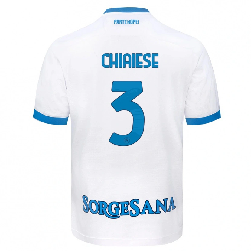 Danxen Bambino Maglia Riccardo Chiaiese #3 Bianco Azzurro Kit Gara Away 2026/27 Maglietta