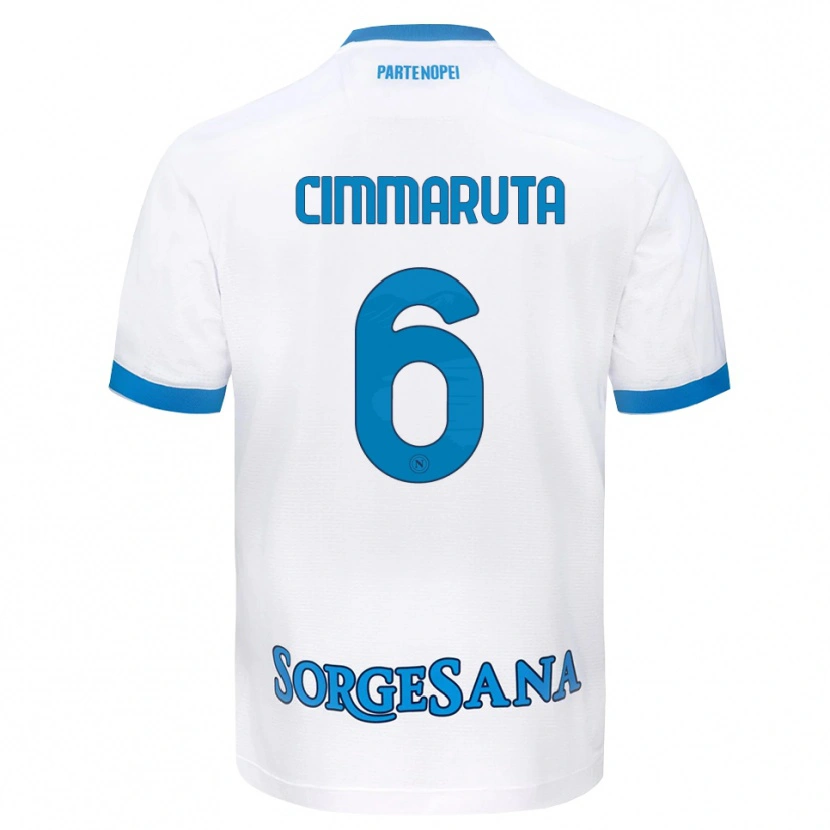 Danxen Bambino Maglia Antonio Cimmaruta #6 Bianco Azzurro Kit Gara Away 2026/27 Maglietta