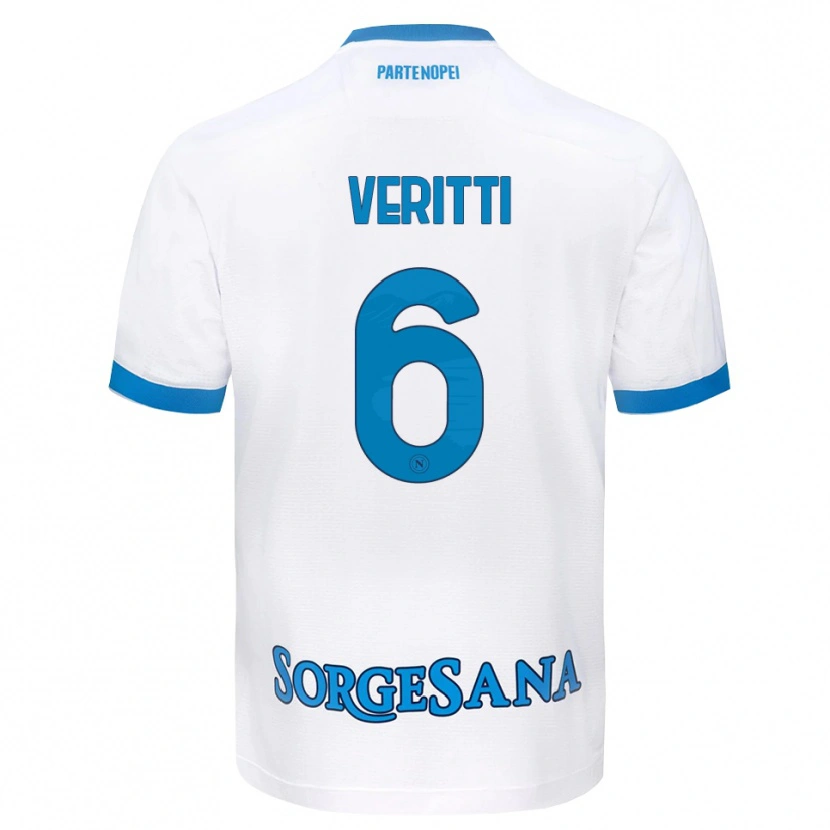Danxen Bambino Maglia Federica Veritti #6 Bianco Azzurro Kit Gara Away 2026/27 Maglietta