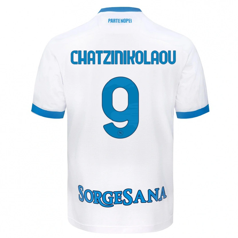 Danxen Bambino Maglia Despoina Chatzinikolaou #9 Bianco Azzurro Kit Gara Away 2026/27 Maglietta