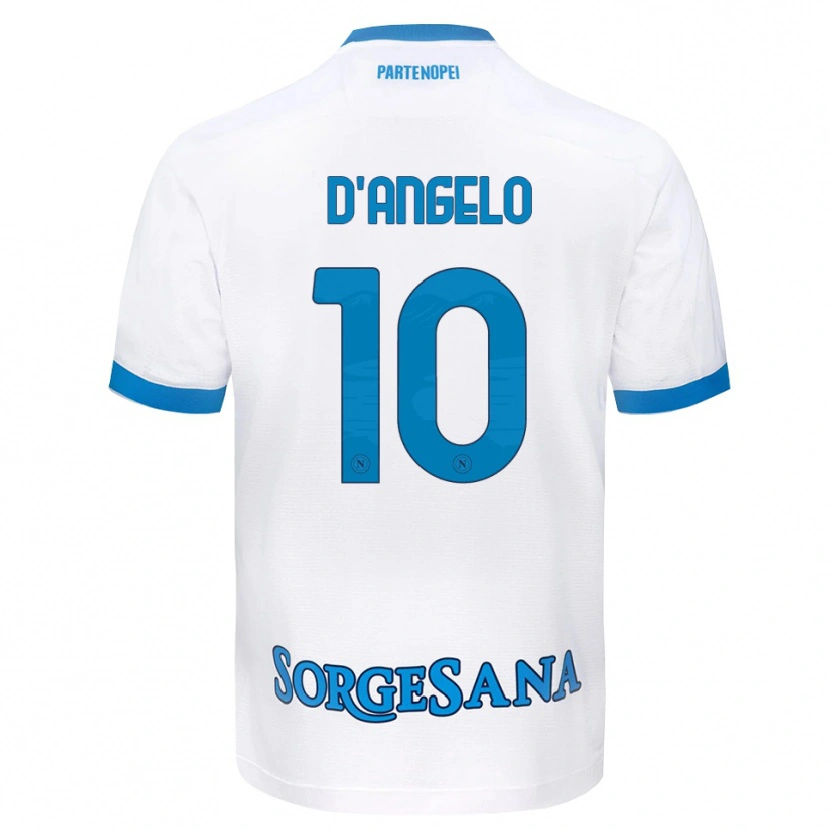 Danxen Bambino Maglia Davide D'angelo #10 Bianco Azzurro Kit Gara Away 2026/27 Maglietta