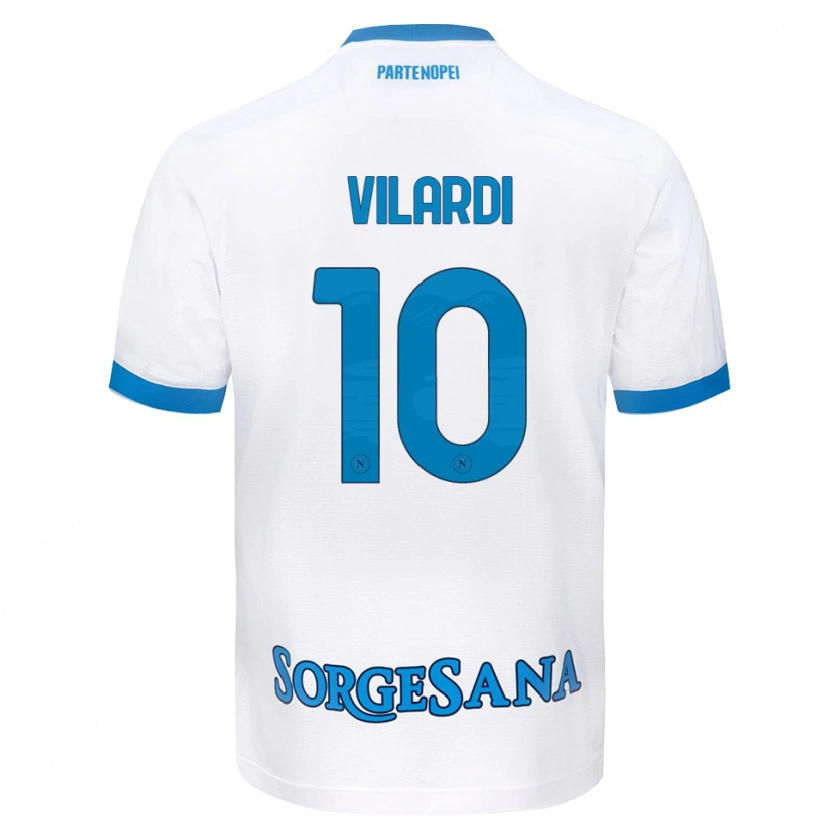 Danxen Bambino Maglia Mario Vilardi #10 Bianco Azzurro Kit Gara Away 2026/27 Maglietta