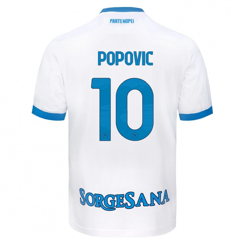 Danxen Bambino Maglia Matija Popovic #10 Bianco Azzurro Kit Gara Away 2026/27 Maglietta