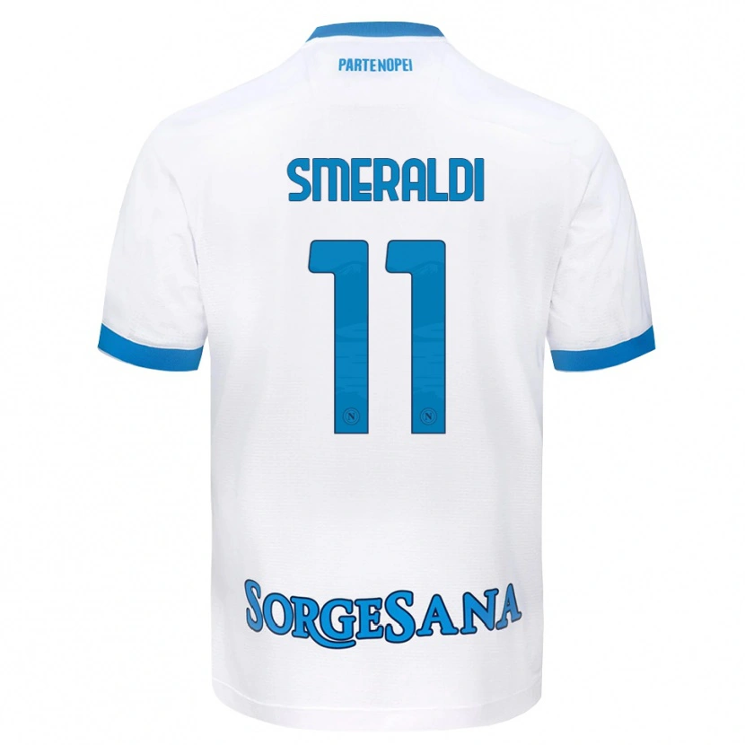 Danxen Bambino Maglia Andrea Smeraldi #11 Bianco Azzurro Kit Gara Away 2026/27 Maglietta