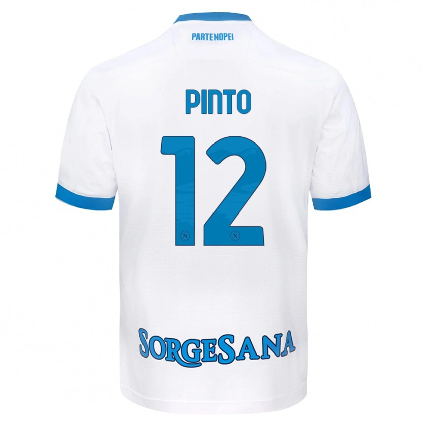 Danxen Bambino Maglia Ciro Pinto #12 Bianco Azzurro Kit Gara Away 2026/27 Maglietta