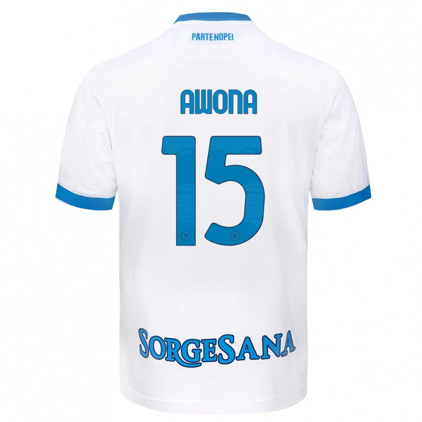 Danxen Bambino Maglia Aurelle Awona #15 Bianco Azzurro Kit Gara Away 2026/27 Maglietta