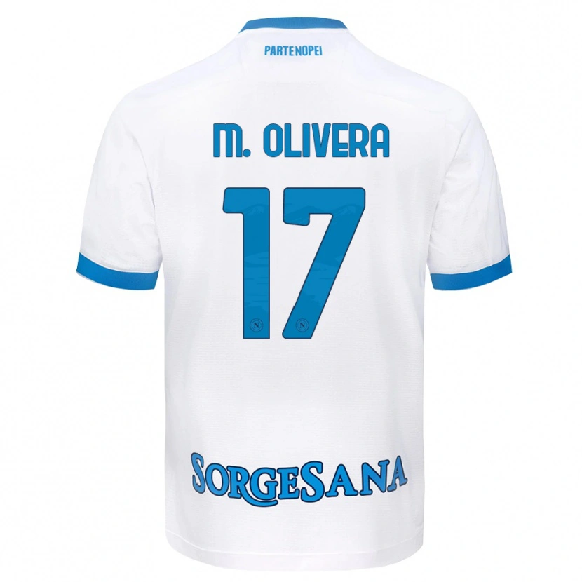 Danxen Bambino Maglia Mathías Olivera #17 Bianco Azzurro Kit Gara Away 2026/27 Maglietta
